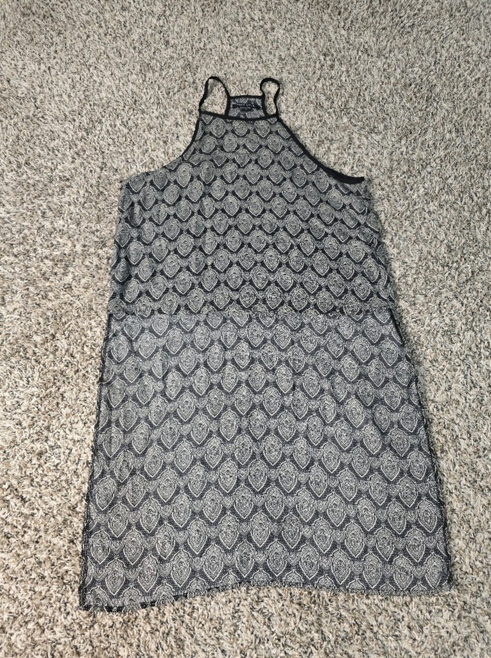 Sleeveless Black and White Patterned Women's Dress